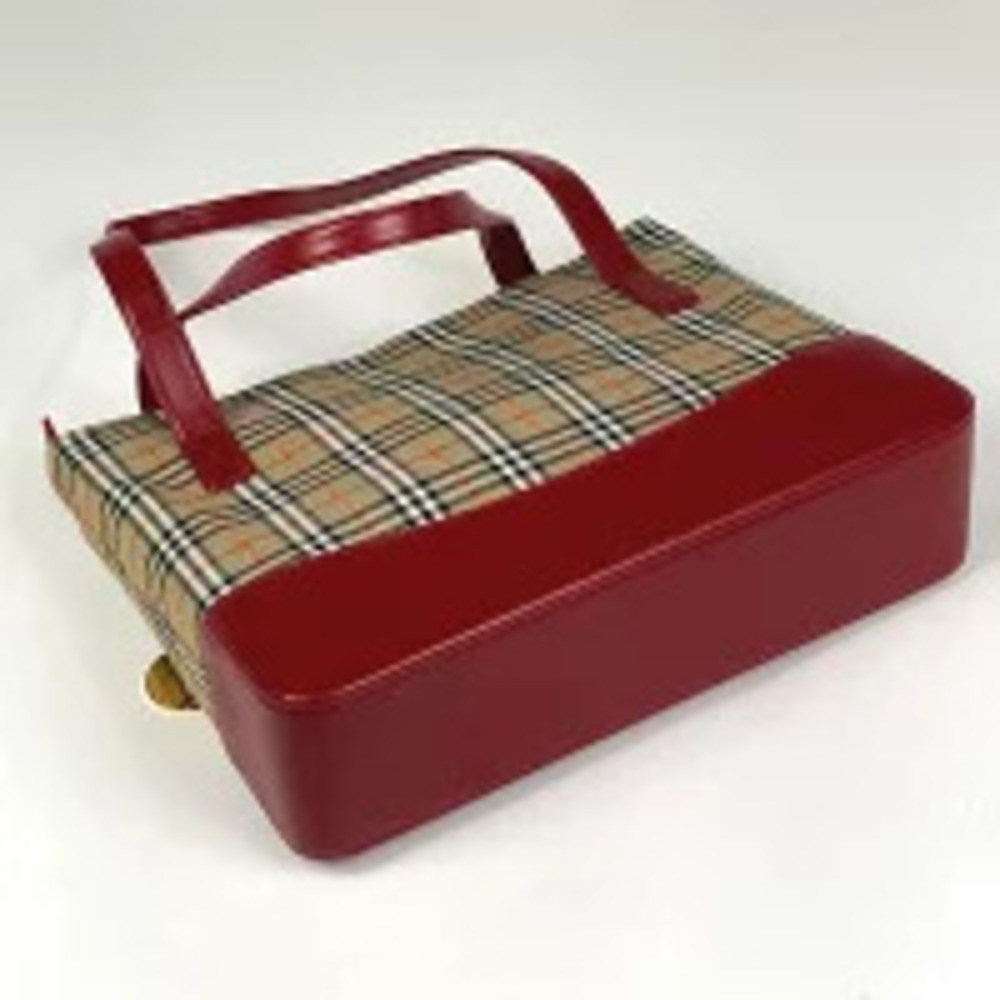 Burberry Nova Bag Canvas Check Shoulder Beige Red Tote